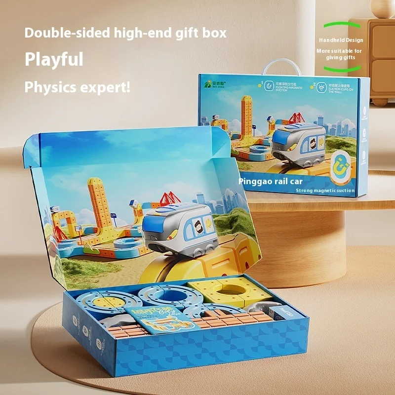 BEIJESS STEM Montessori jouet train de piste magnétique électrique pour enfants-pistes de bricolage, ensemble d'apprentissage du développement du cerveau cadeau de noël