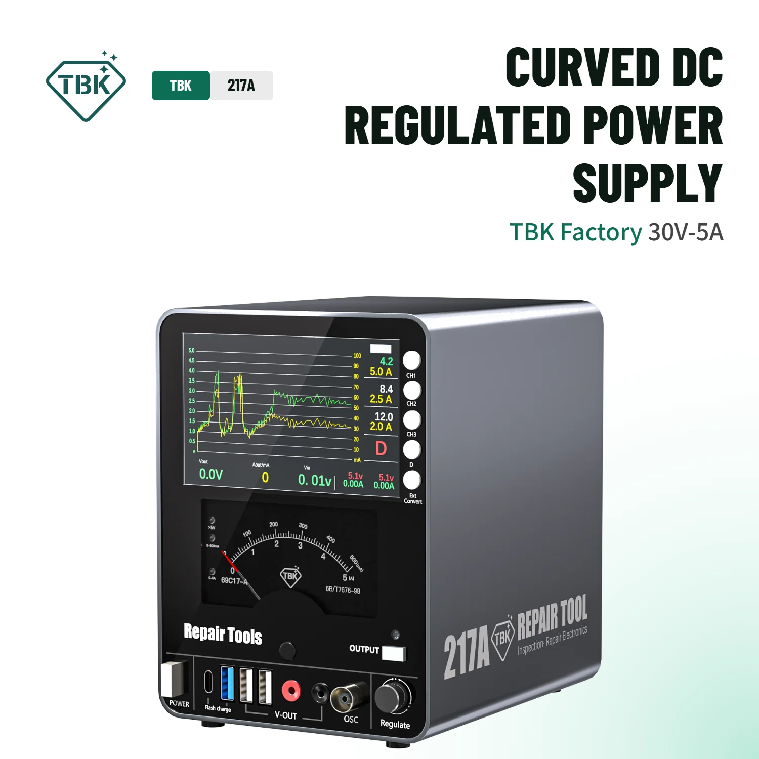 

TBK217A DC Power Supply 150W Adjustable Bench Power Supply 20V 5A, Variable DC Power Supply with Real-Time Curve Display, Progra