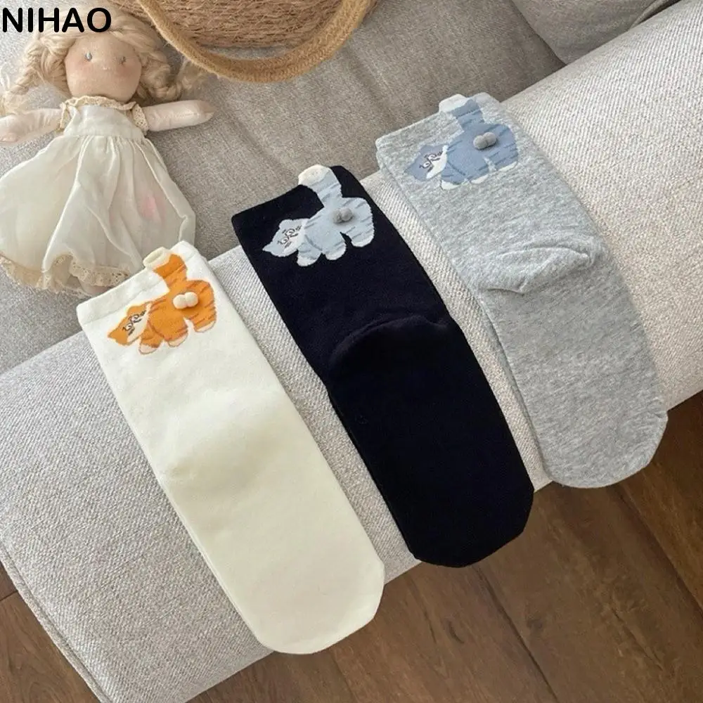 

5 пар новых мягких носков с мультяшным котом, забавный дизайн, дышащие 3D носки с кошачьими яйцами, эластичные чулочно-носочные изделия, носки до середины икры, уличная одежда