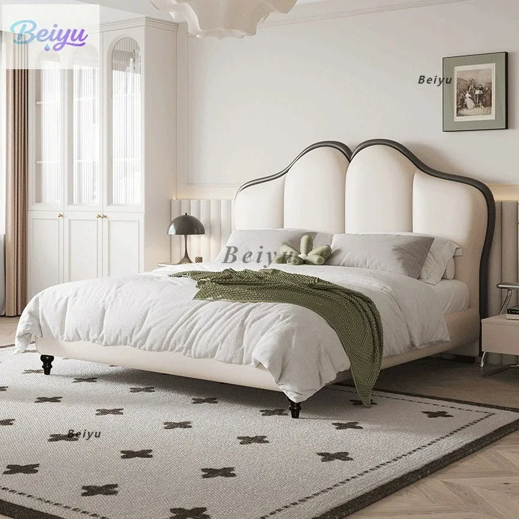 

French cream wind cat claw cloth butterfly petal 1.8 meters bed modern simple Internet celebrity fabric master bedroom princess