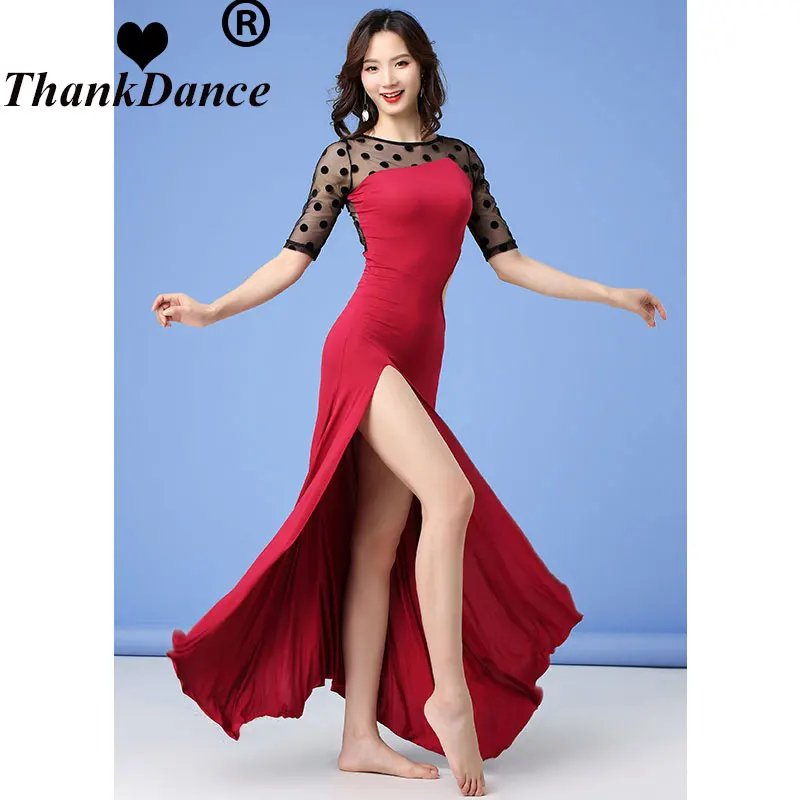 Oosterse Dans Pak Split Rok Praktijk Kleding Elegante Buikdans Rumba Samba Pak Performance Kleding Modal Bachata Jurk