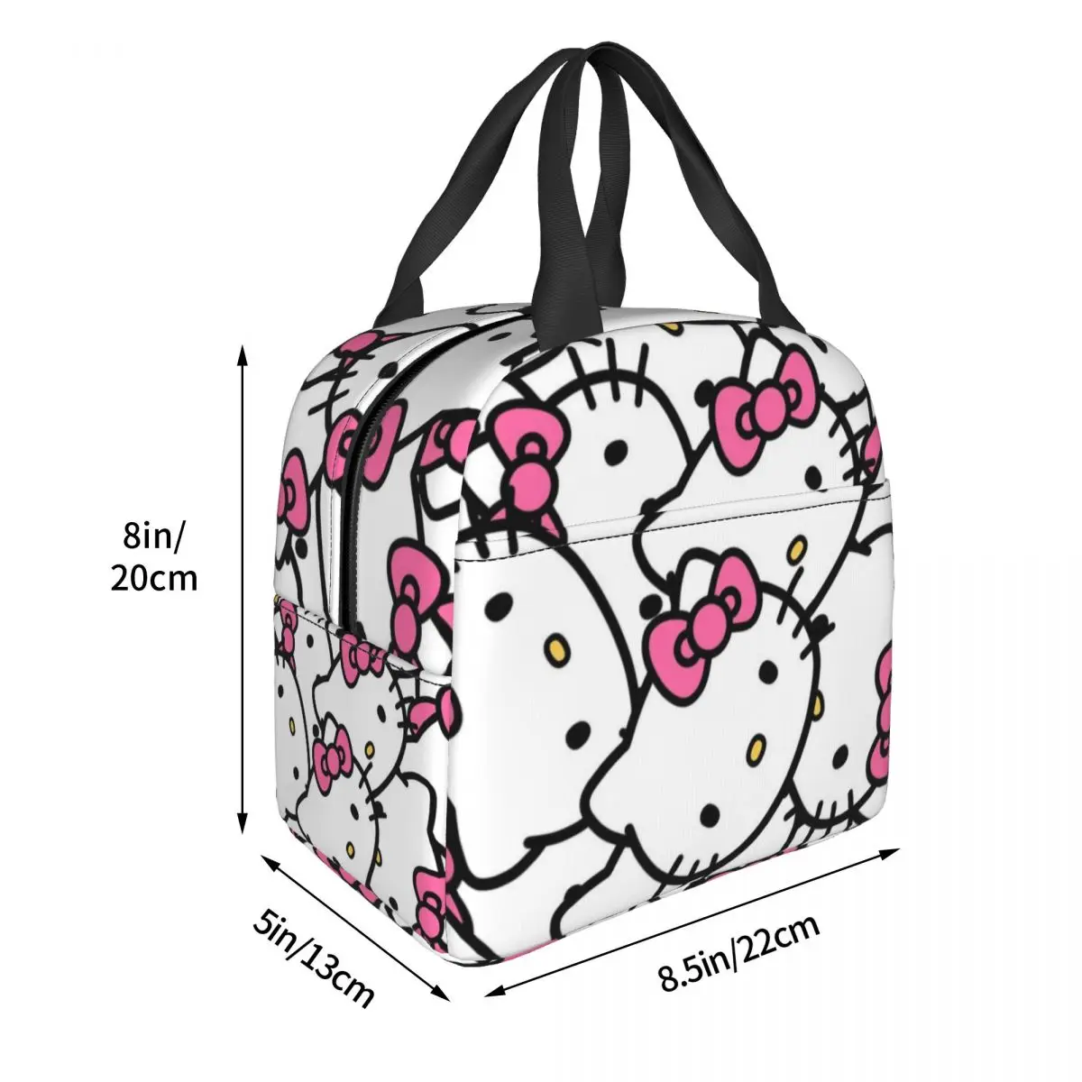 Hello Kitty Cartoon Pattern Insulated Lunch Bags Portable Reusable Thermal Bag Tote Lunch Box Beach Travel Food Handbags