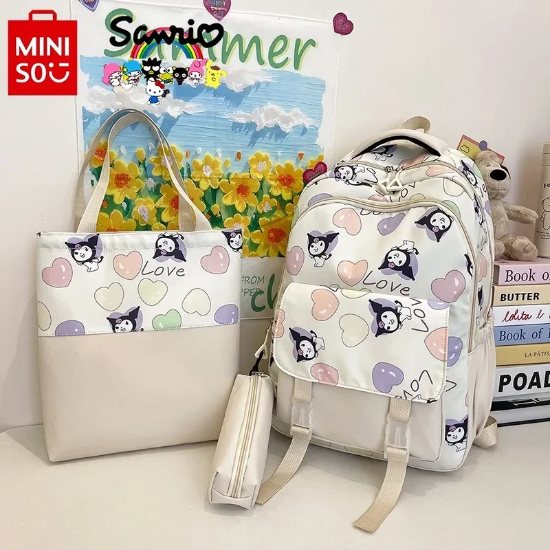 

Новый детский рюкзак Sanrio из 3 предметов, модный рюкзак для девочек высокого качества, мультипликационный Универсальный вместительный студенческий рюкзак