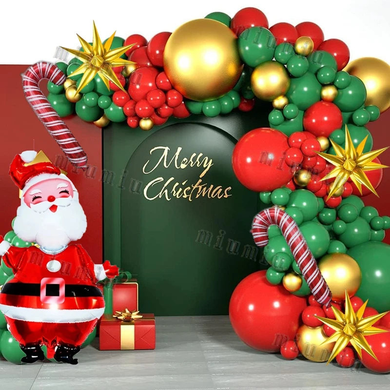 عيد الميلاد بالون قوس مجموعة حلوى قصب الألومنيوم فيلم أحمر أخضر أبيض الأب عيد الميلاد السنة الجديدة بالونات الطرف الديكور الهدايا #2