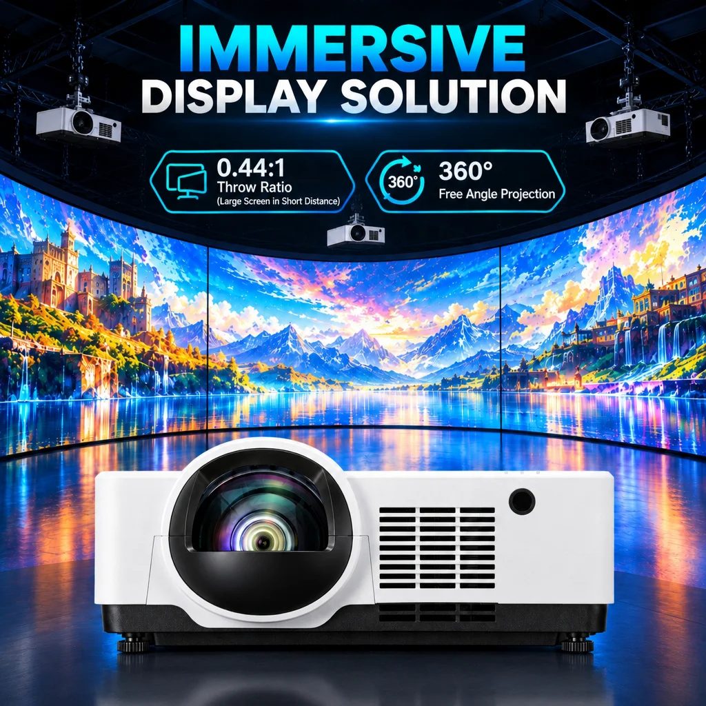 6000 Lumens Short Throw Laser Projector 3LCD WUXGA 0.44:1 Large Screen Projector for Classroom Meeting Room Exhibition