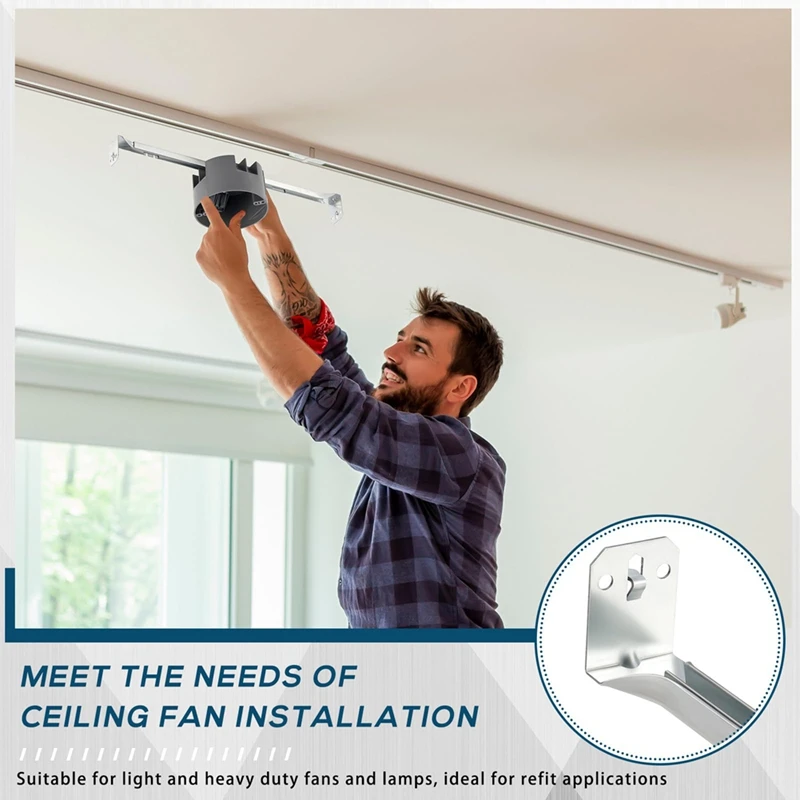 ABKJ-4Pcs Ceiling Fan Brace,Adjustable 14-24.5Inch Electrical Box With Support Bars,For Ceiling Fan & Light Fixture Installs