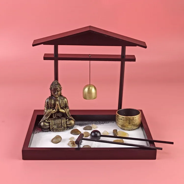 

Chinese Buddha Statue Zen Sand Table Decor Resin Micro Landscape Decoration ASMR Sleep Aid