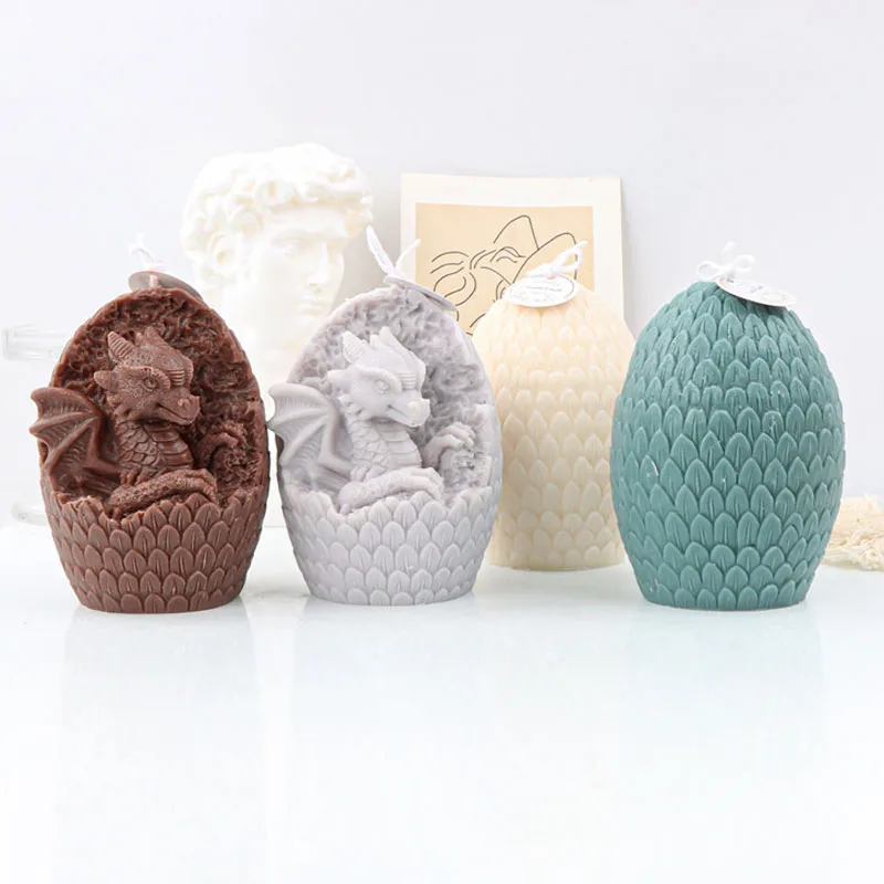 3D Dragon Egg Candle Silicone Mold Handmade Gypsum Candle Making Resin Plaster Mould Soy Wax Soap Silicone Molds Desktop Decor