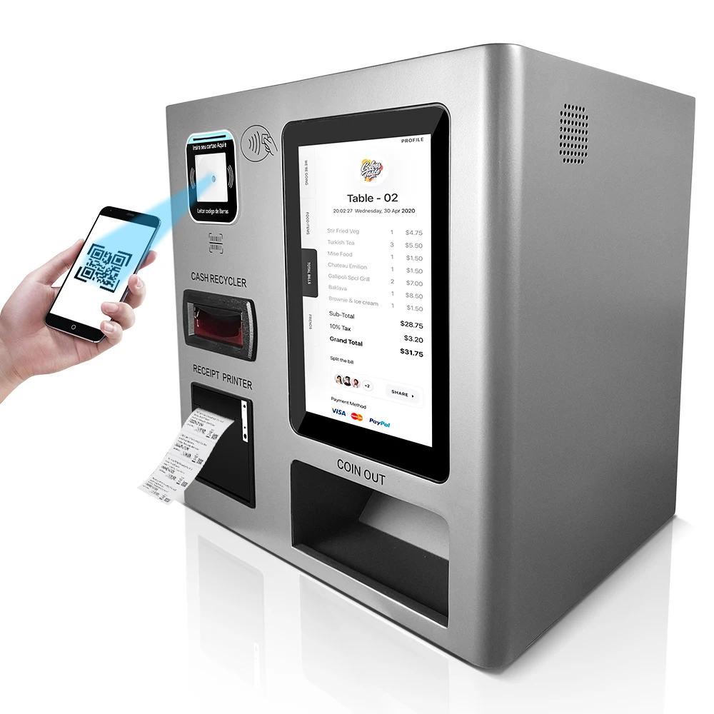 Restaurant Supermarket Self Ordering Kiosk Payment Terminal Android POS SDK Barcode Reader Milk Tea-Customized Metal Case 10.1