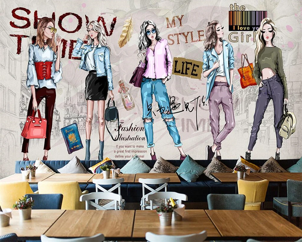 Customized wallpaper hand-painted cosmetics clothing shop tooling background living room bedroom TV mural 3d decorate restaurant