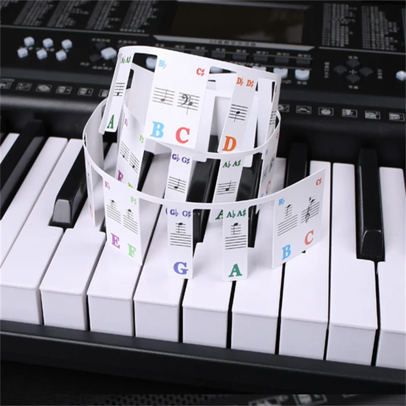 Transparent Piano Keyboard Stickers 88/61/54/49 Key Detachable Music Decal Notes Electronic Piano Piano Spectrum Sticker Symbol