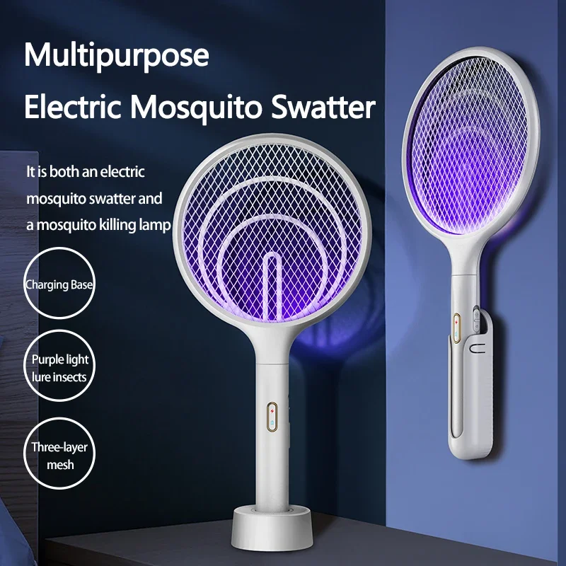 

3 IN 1 Electric Mosquito Killer Fly Racket USB Rechargeable Electric Insect Shock Powerful Anti Mosquito Lamp with UV Light