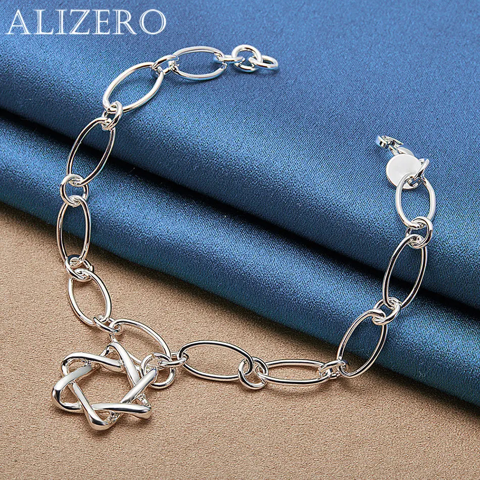 

ALIZERO 925 Sterling Silver Bracelets Hexagram Star Bracelet For Women Men Fashion Wedding Party Gifts Jewelry