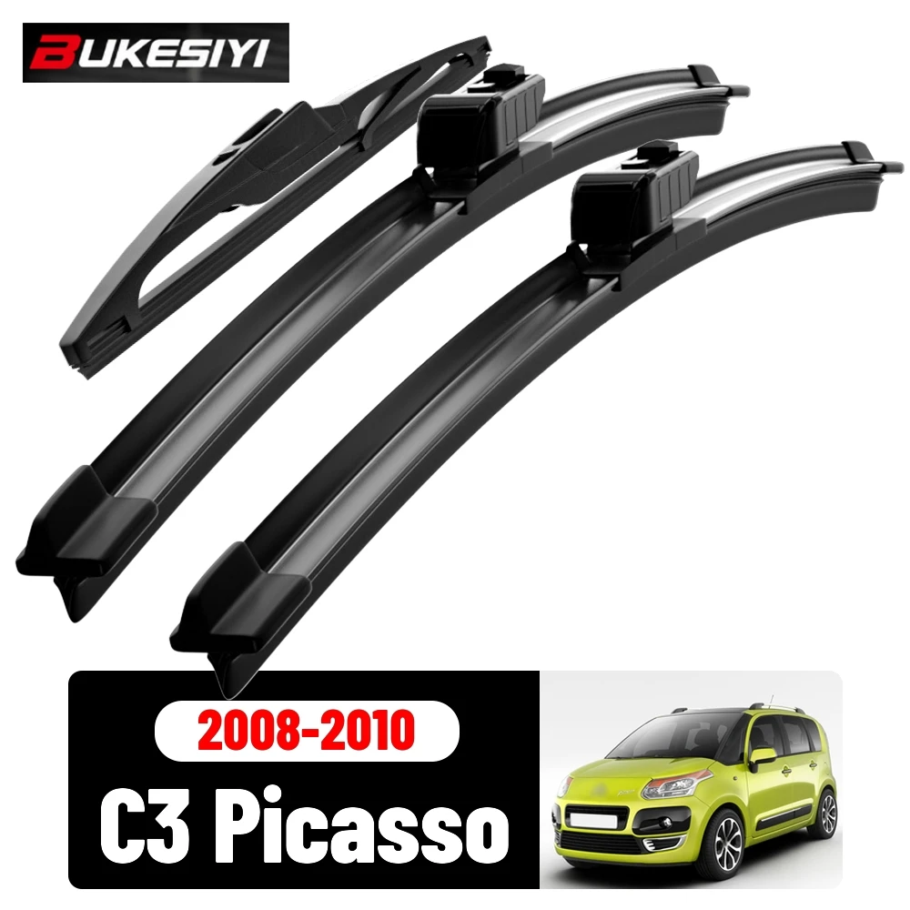 Scheibenwischerblätter-Set für vorne und hinten für Citroen C3 Picasso 2008-2010 2008 2009 2010 Geräuscharme Scheibenwischer Zubehör 24"16"11"