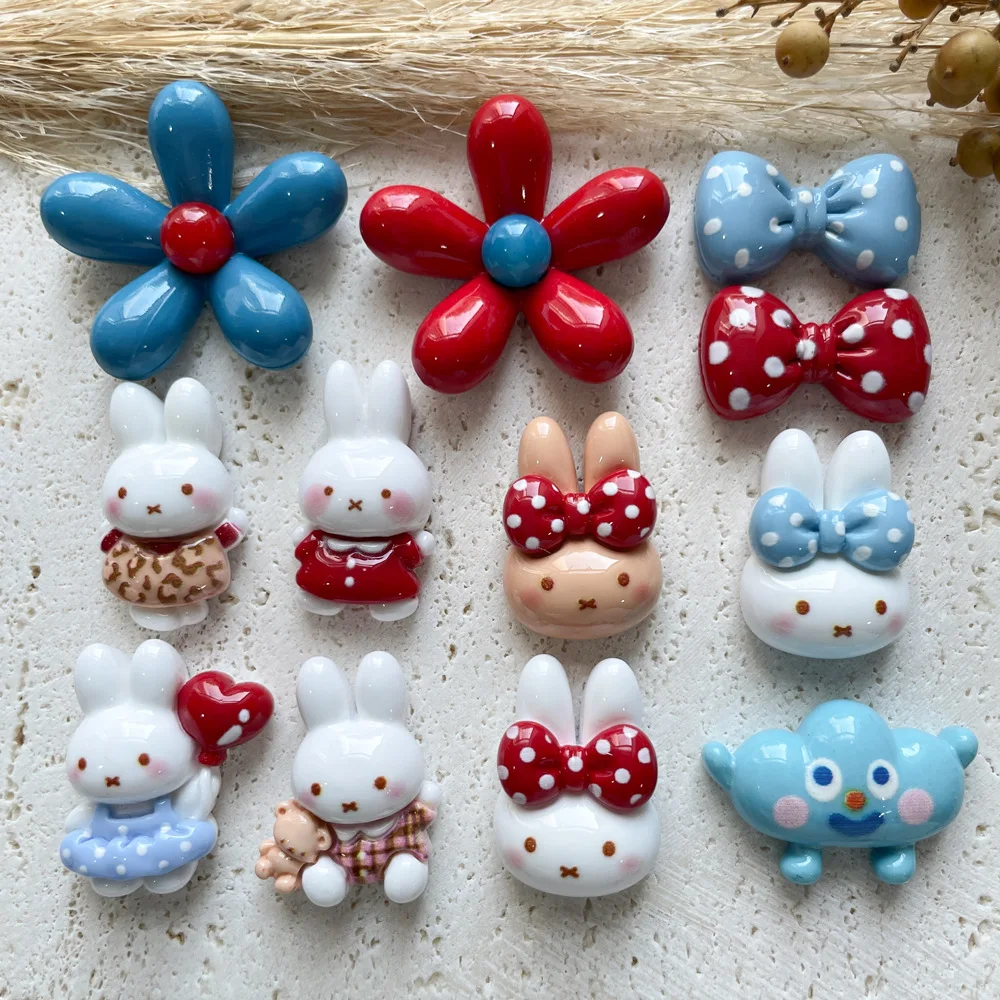 10/20/40pcs Miffy Kawaii Cartoon Resin Accessories DIY Phone Cases Holes Shoe Buckles Hair Accessories Decorative Materials Toy
