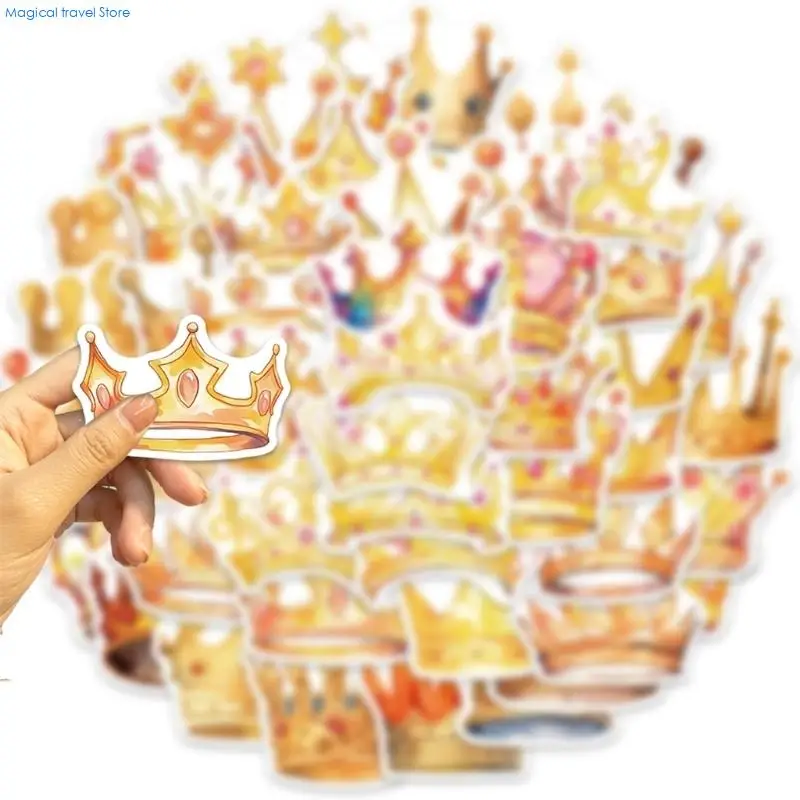 N2UB 50 Sheets Adhesive Sticker Laptop Sticker Decorative Sticker Cartoo Crown Decal