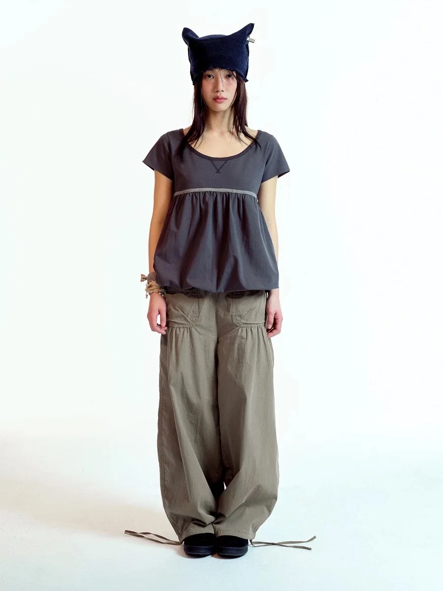 

Casual Workwear Design Loose Fit Elastic Waist Long Pants Spring New Style Women's Comfortable Cotton Blend Loose Leggings
