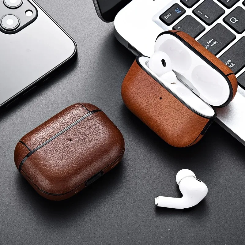 

Leather PU Earphone Cover For AirPods 4 4th Case For AirPods Pro 2 2nd Pro2 Cases For AirPods 4 3 2 1 Funda Headphone Cover Case