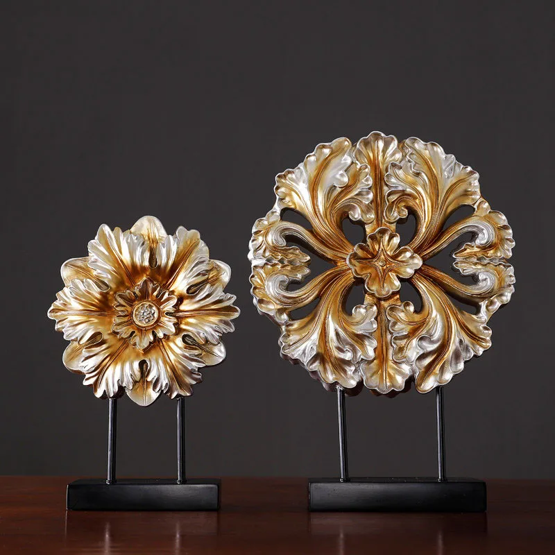 

European Resin Rich Carved Flower Sculpture Crafts Decor Fengshui Home Livingroom Table Figurines Office Ornaments Decoration