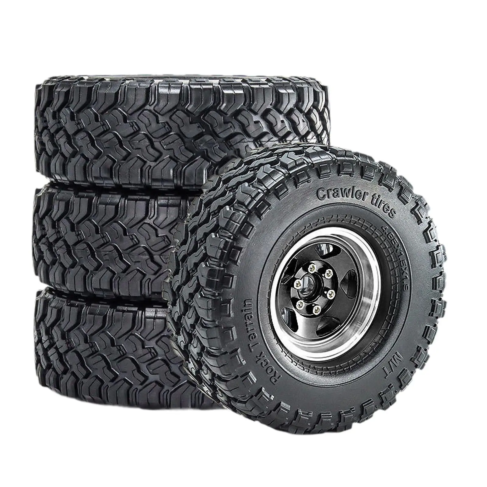 

4x RC Car Wheels and Tires Modification Rubber Tires 1.9 inch Tires Assembly RC Upgrade Part for 90046 SCX10 TRX4 1/10 RC Trucks