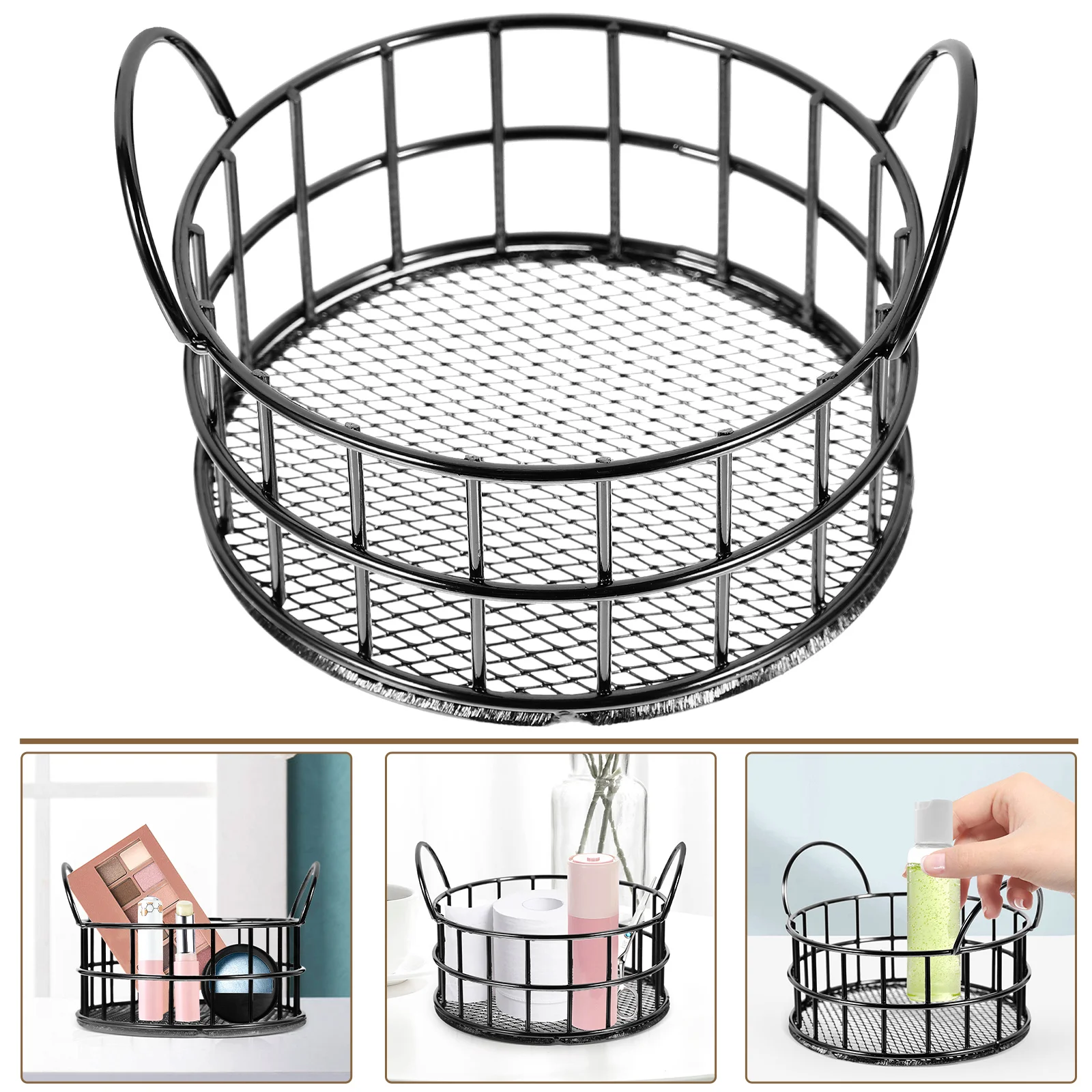 Desk Storage Box Metal Grid Basket Desktop Snacks Sundries Container Baskets Organizer Organizing Candy