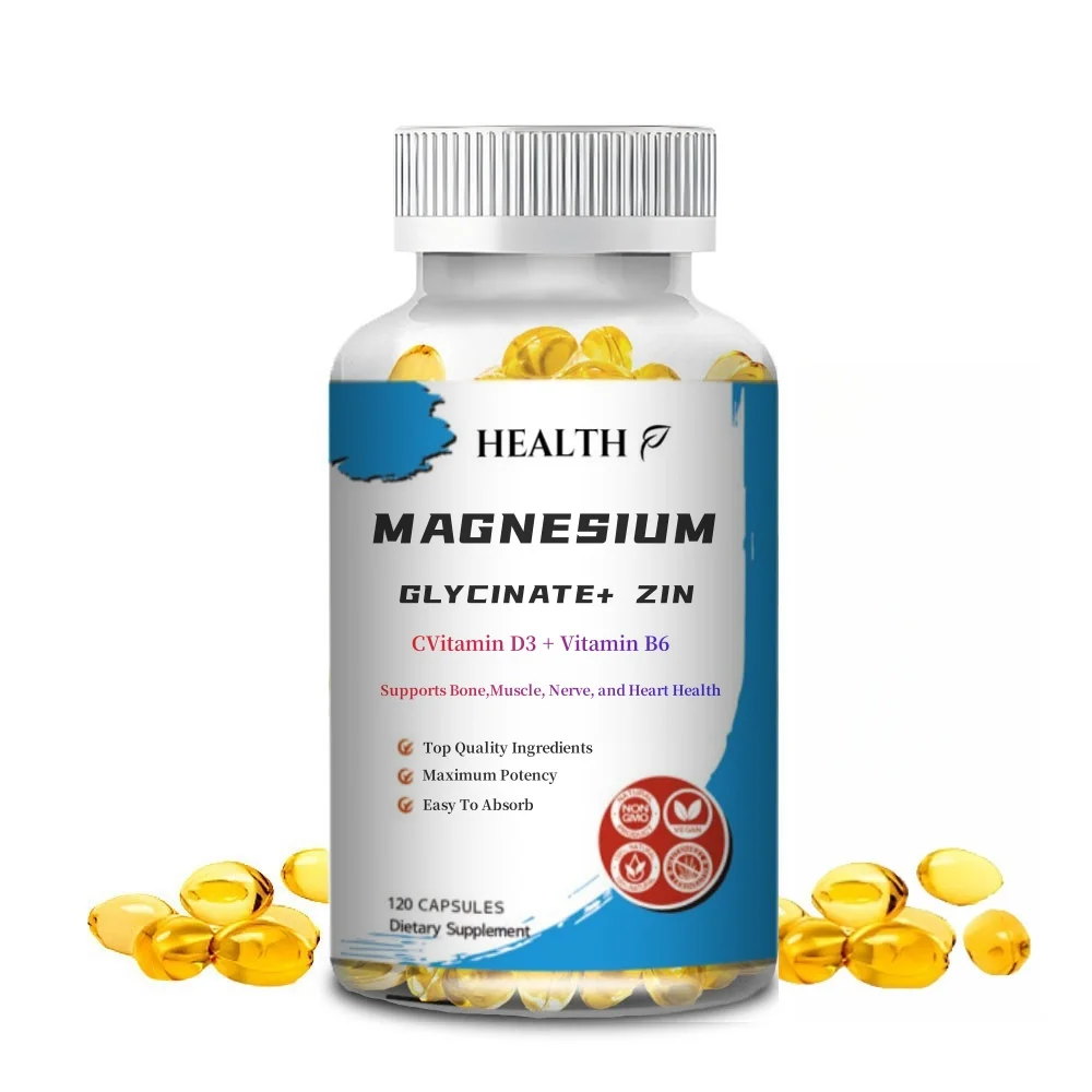 Magnesium Glycinate & Zinc 500mg Mineral Supplement for Supports Muscle Joint and Health Maximum Absorption