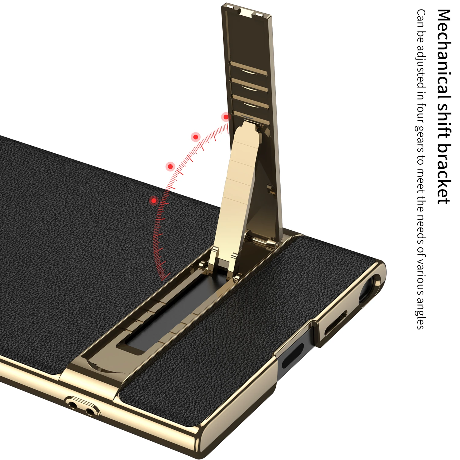 For Samsung Galaxy S26 S25 S24 Ultra 5G Case Luxury Electroplated Gold Border Plain Leather Bracket Shockproof Cover Accessories