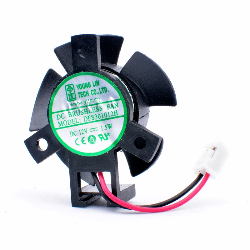 

DFS301012H DC12V 1.5W Diameter 27mm hole pitch 19x19x19mm 2 wires cooling fan for soft router heat sink aluminum LED car lights