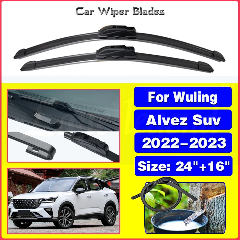 

Car Front Wiper Blades For Wuling Alvez Suv 2022 2023 SE CE EX 1.5T Windscreen Wipers Car Accessories Window Rain Brushes 24"16"