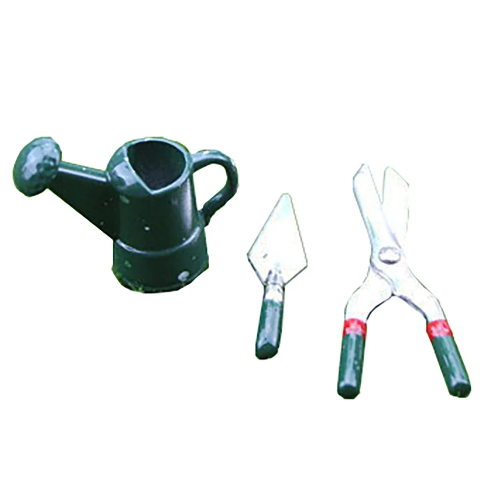 

3Pcs 1/12 Doll House Miniature Metal Watering Can Scissors Shovel Set Simulation Pruning Tools Toys for Dollhouse Accessories