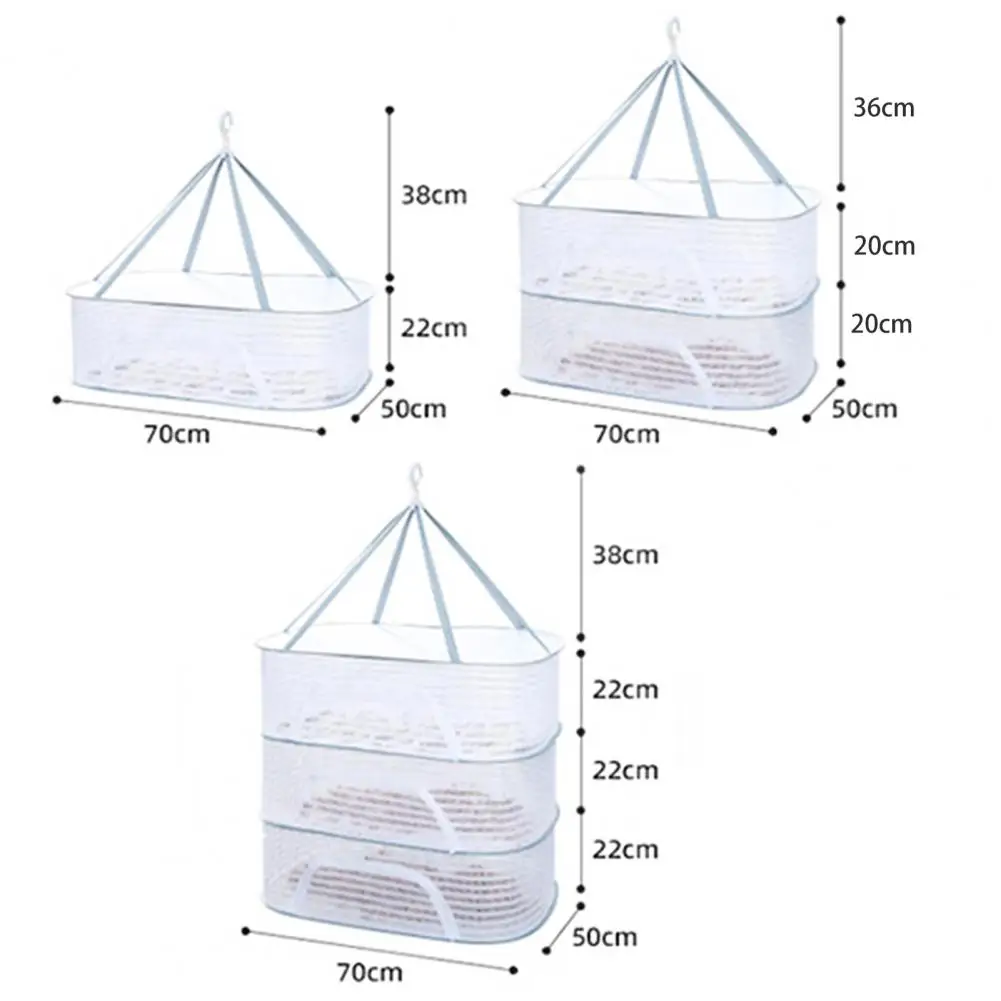 Drying Basket Foldable Hanging Mesh Dryer with U-shaped Zipper Design for Food Fish Clothes Outdoor Drying Net with Multiple