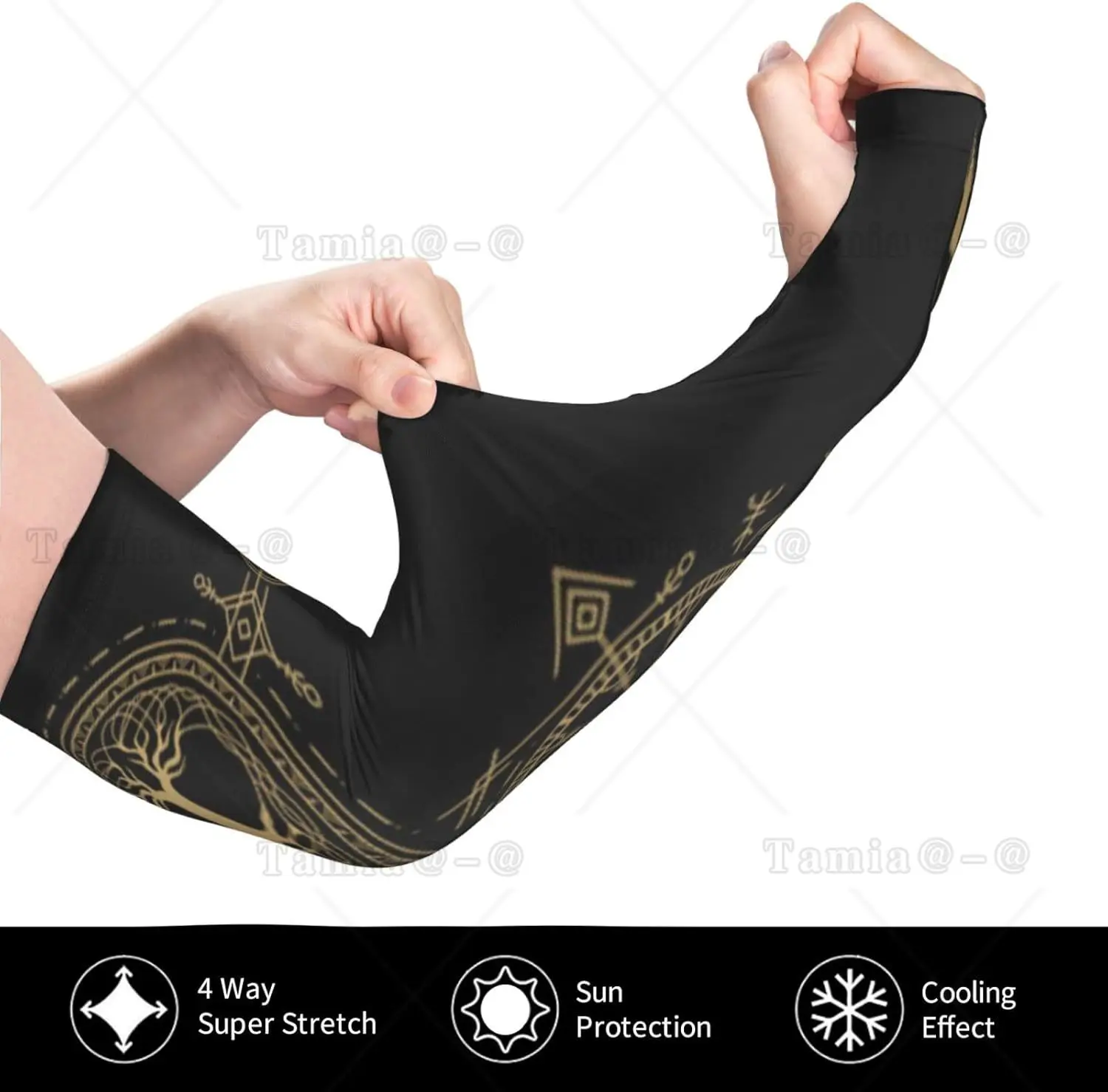 Viking Black Crow Scandinavian Runes Arm Sleeves Uv Protection Sun Unisex Sport Ice Silk Sleeves
