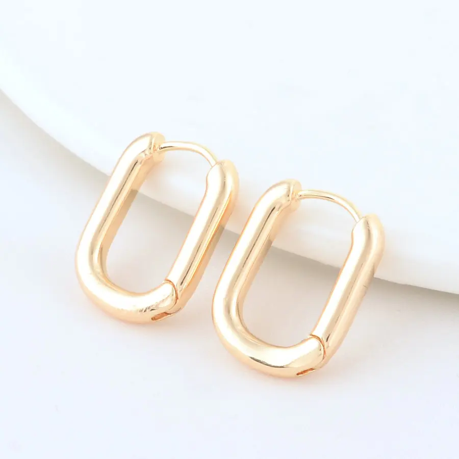 4PCS 16MM 18MM 20MM 14K Gold Color Brass Oval Earrings Hoops High Quality Jewelry Making Supplies Diy Findings Accessories