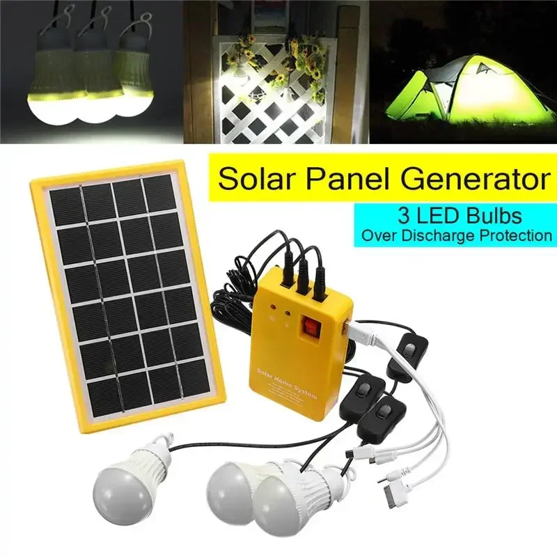 Solar Light System 3 LED Bulb Solar Power Panel Generator Small Kit Home Highlight Energy Saving Light Lithium