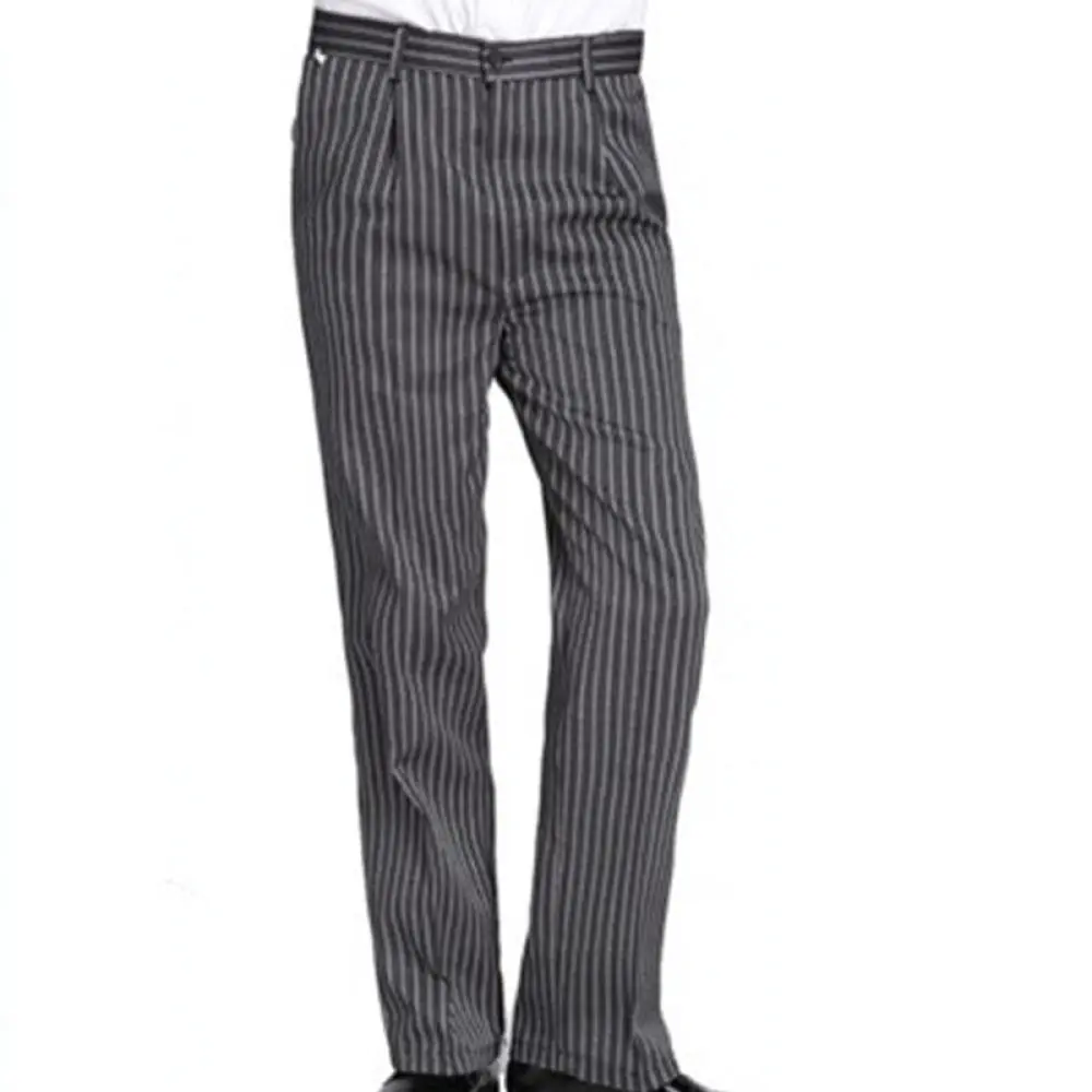 Comfortable Kitchen Chef Pants Elastic Waist Striped Uniform Workwear For Restaurant Hotel Catering Service Staff