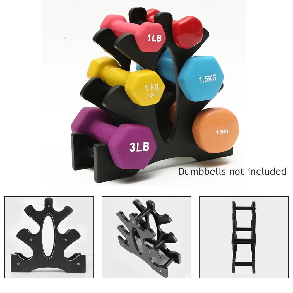 Dumbbell Rack Durable Plastic Home 3 Tier Storage Weight Lifting Fixed Stands