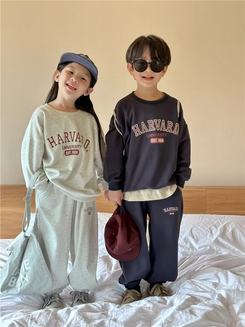 

Spring Autumn Young Kid Boy 2PCS Clothes Set Cotton Letter Print Sweatshirt Loose Jogger Pant Baby boys Outfit Toddler boys Suit