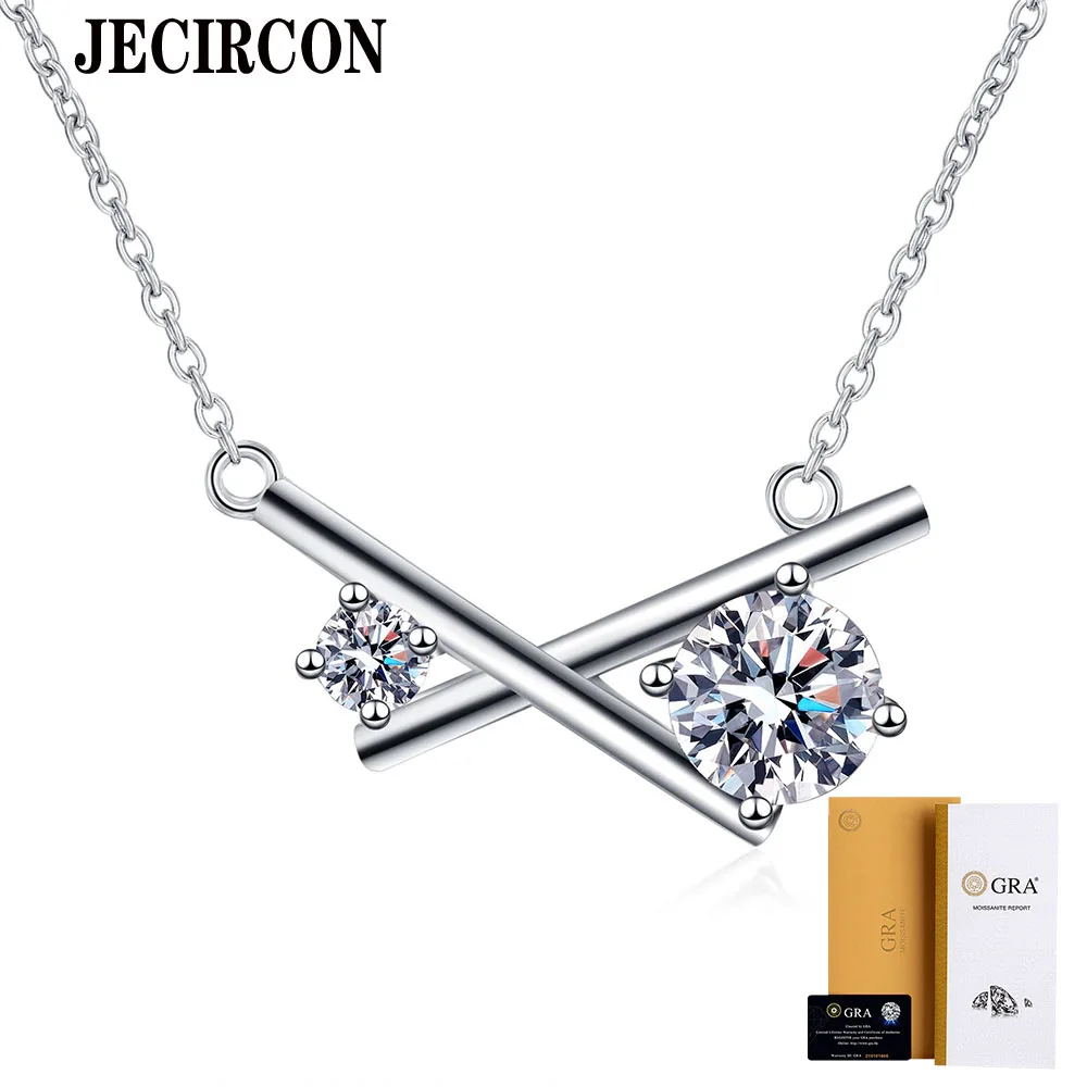 

JECIRCON 925 Sterling Silver Moissanite Cross Necklace for Women Korean 1 Carat Sparkling Diamond Fashion Pendant Accessories