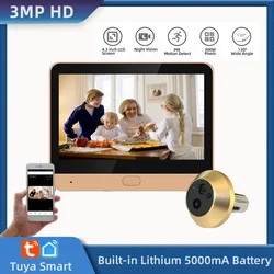 3MP Smart Life Outdoor Wireless House Door Peephole Video Eye Camera 2.4G Wifi Night Viewer Security Home Door Camera With LCD