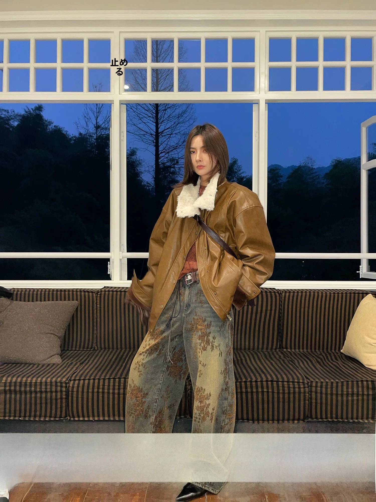 

JCCC adow Denim Flower adow Vintage Blue Floing Embroidery Wide Leg Long Jeans Versatile l Waist Cotton Pants