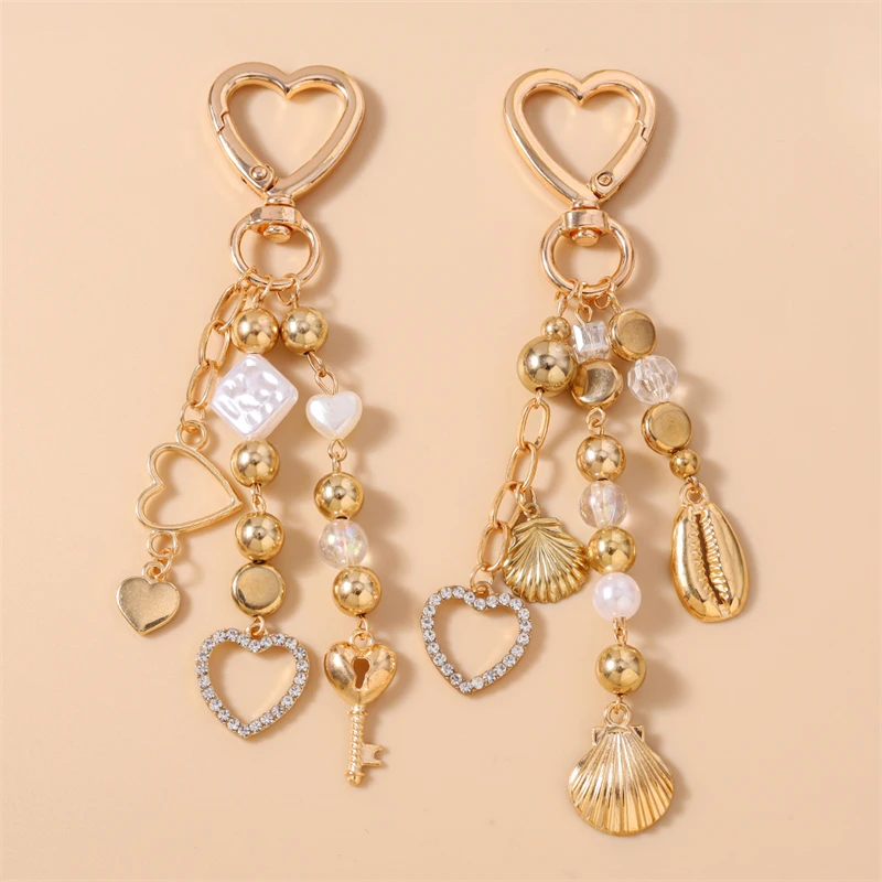 

Cute Love Heart Key Keychains Metal Shell Pendant Keyrings for Women Men Car Key Handbag Key Chains Accessories DIY Jewelry Gift