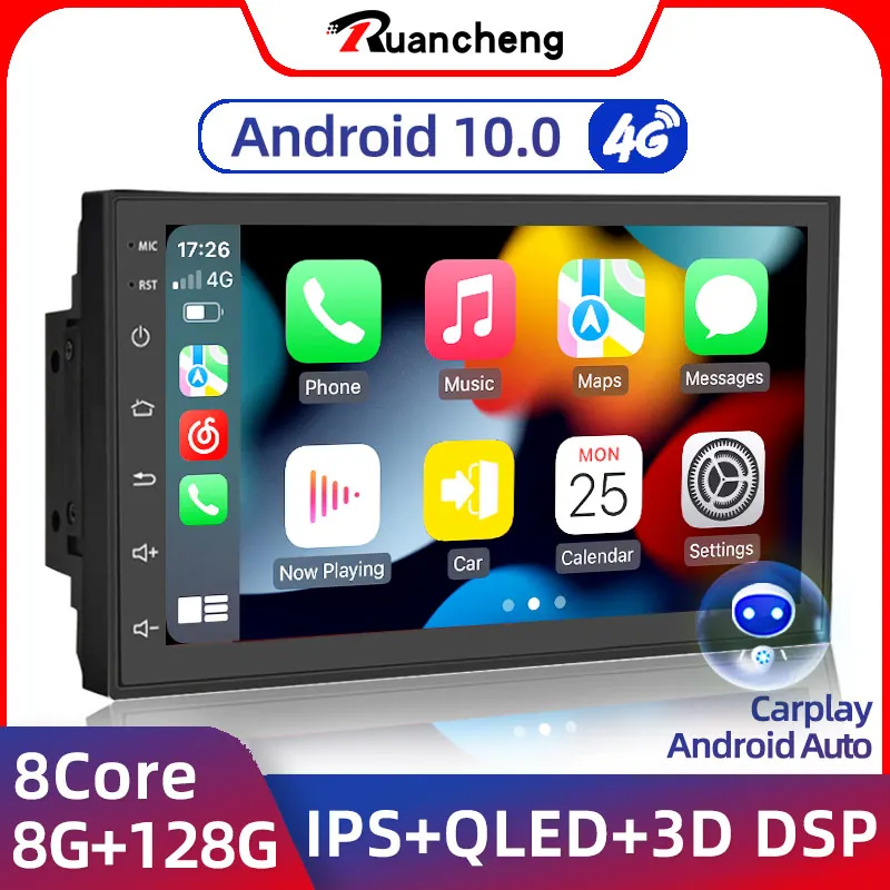 Ruancheng 8G 128G 2 Din Android 13 Car Radio GPS AI Carplay Auto  Stereo Universal 7