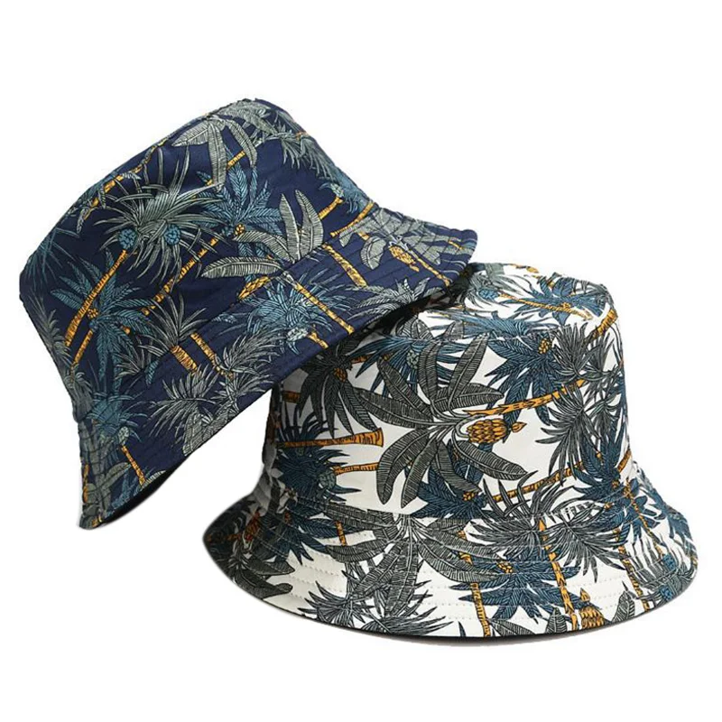 Fashion Double Sided Cartoon Graffiti Bucket Hat Travel Sun Cap Men Women New