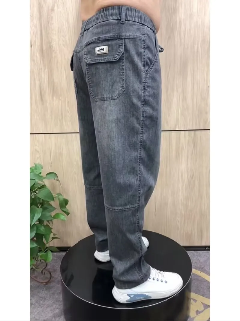 

Весенне-осенние свободные джинсы-харланы для мужчин, повседневные брюки, модные, прямого кроя, износостойкие, однотонные, со средней посадкой