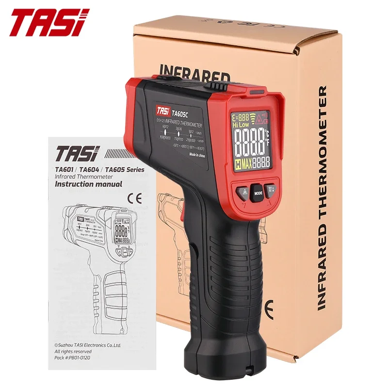 

TA605C Digital Infrared Thermometer Non-Contact Temperature Meter VA Color LCD Light Alarm Laser Positioning Termometro TA605B