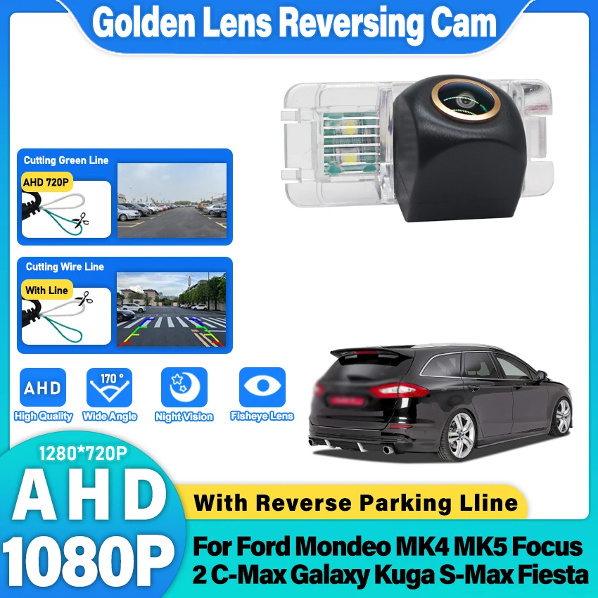 170 Degree AHD 1280x720P Waterproof Vehicle Rear View Camera For Ford Mondeo MK4 MK5 Focus 2 C-Max Galaxy Kuga S-Max Fiesta Car