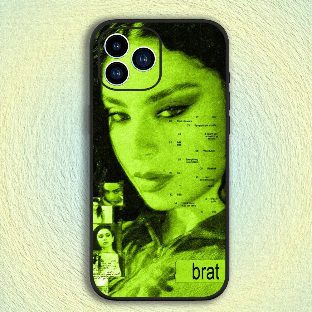 Singer C-Charli XCX Brat Phone Case For iphone15 14 13 12 11 Pro Max Mini X 7 8 Soft Case