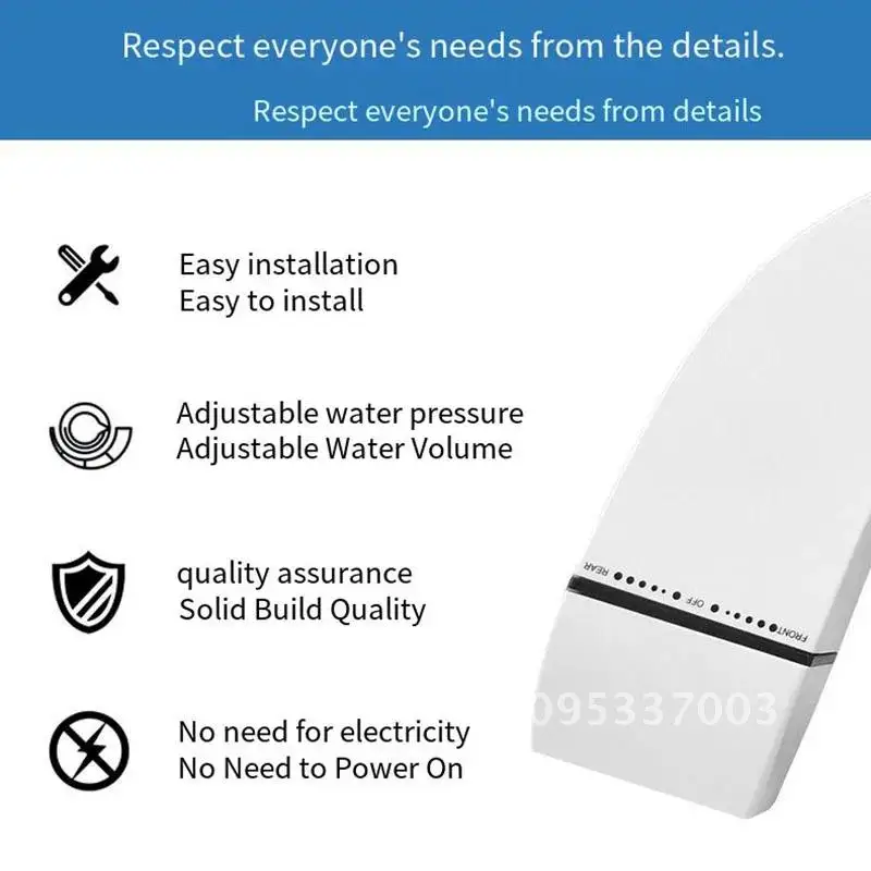 Oulylan Slim Bidet Toilet Dual Jet Hygienic Bidet Pressure Non-Electric Ass Sprayer Adjustable Sprayer Toilet Attachment Water