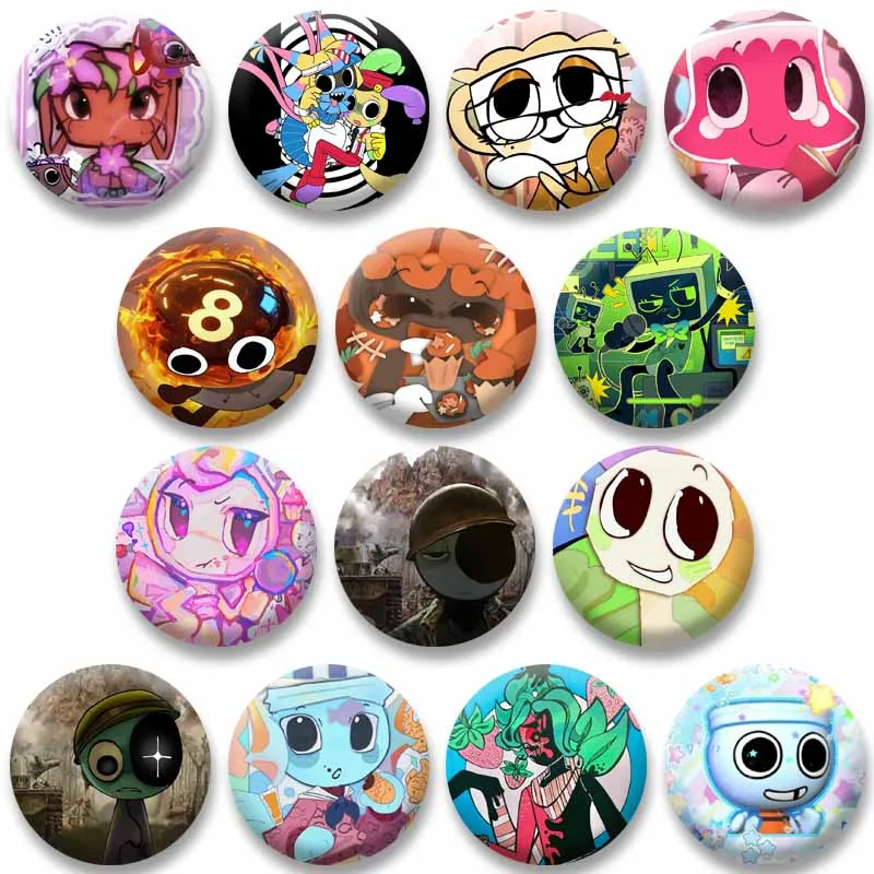 Broche redondo de juego divertido, insignias de dibujos animados personalizadas, bolsa, ropa, alfileres de solapa, accesorios de joyería, juguetes, regalo para niños y amigos