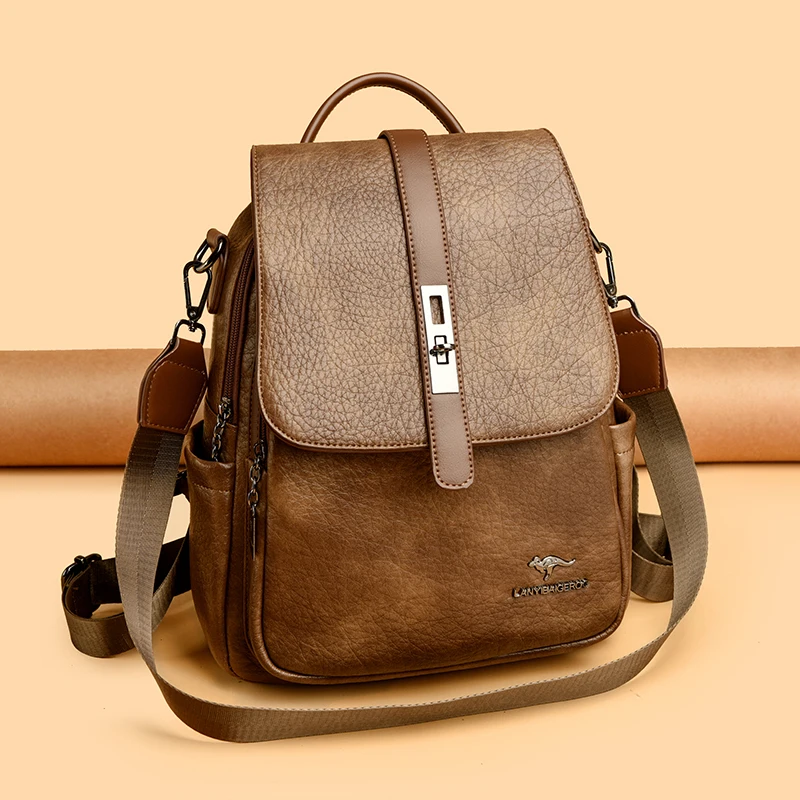 

Большой рюкзак для девочек-подростков, винтажный рюкзак из искусственной кожи, повседневная дорожная сумка, школьная сумка в стиле ретро, рюкзак для журналов A4